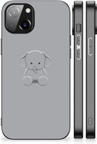 Hippe Hoesjes Geschikt voor Apple iPhone 14 Telefoonhoesje met Zwarte rand Baby Olifant