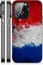 Mobiel TPU Hard Case iPhone 14 Pro Telefoon Hoesje met Zwarte rand Nederlandse Vlag