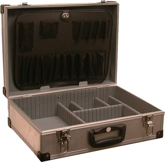 LINDNER Valise-Box Aluminium MB 10 – 255 X 340 X 255 Mm, Système De Verrouillage, Pieds Plastique, Velours Noir, Pour Box Monnaies/Collectionneurs