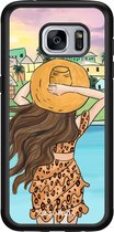 Casimoda® hoesje - Geschikt voor Samsung Galaxy S7 - Sunset Girl - Zwart TPU Backcover - Geen opdruk - Multi