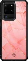 Casimoda® hoesje - Geschikt voor Samsung Galaxy S20 Ultra - Marmer Roze - Luxe Hard Case Zwart - Backcover telefoonhoesje - Roze