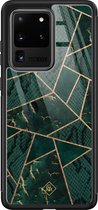 Casimoda® hoesje - Geschikt voor Samsung Galaxy S20 Ultra - Abstract Groen - Luxe Hard Case Zwart - Backcover telefoonhoesje - Groen
