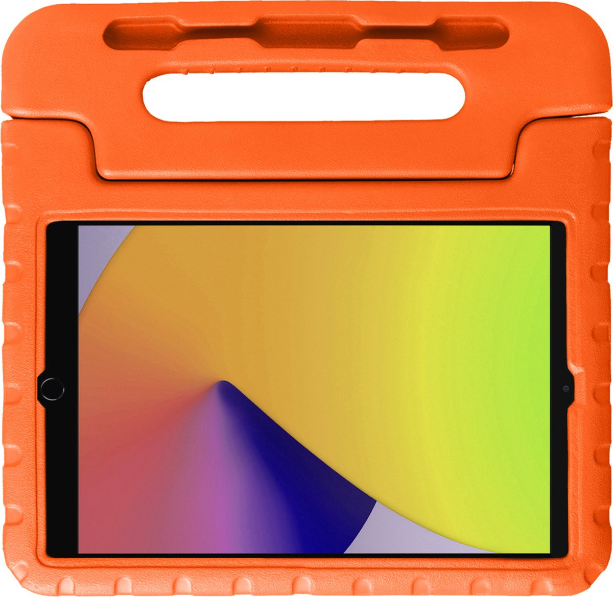 Hoes Geschikt voor iPad 10.2 2021 Hoes Bumper Kindvriendelijk Kids Case Met 2x Screenprotector - Hoesje Geschikt voor iPad 9 Hoesje Shockproof Cover Hoes - Oranje