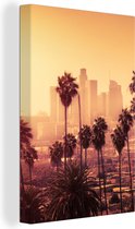 Canvas - Palmboom - Los Angeles - Skyline - Muurdecoratie - 60x90 cm - Canvas schilderij - Canvas doek