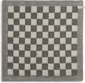 Knit Factory Gebreide Keukendoek - Keukenhanddoek Block - Geblokt motief - Handdoek - Vaatdoek - Keuken doek - Ecru/Khaki - Traditionele look - 50x50 cm