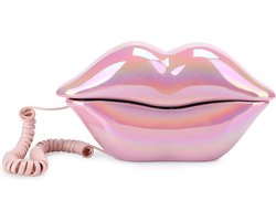 Roze Sexy Mond Telefoon Interessante Vintage Desktop Vaste Telefoon Modieuze Draagbare Retro Vaste Telefoon met Hangende Headset Thuis Hotel Decor Foto Rekwisieten