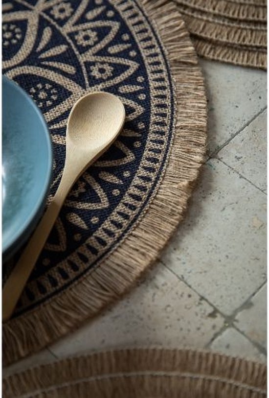 Placemats, Rond, Set van 4, Geweven, Blauw Creative Tops