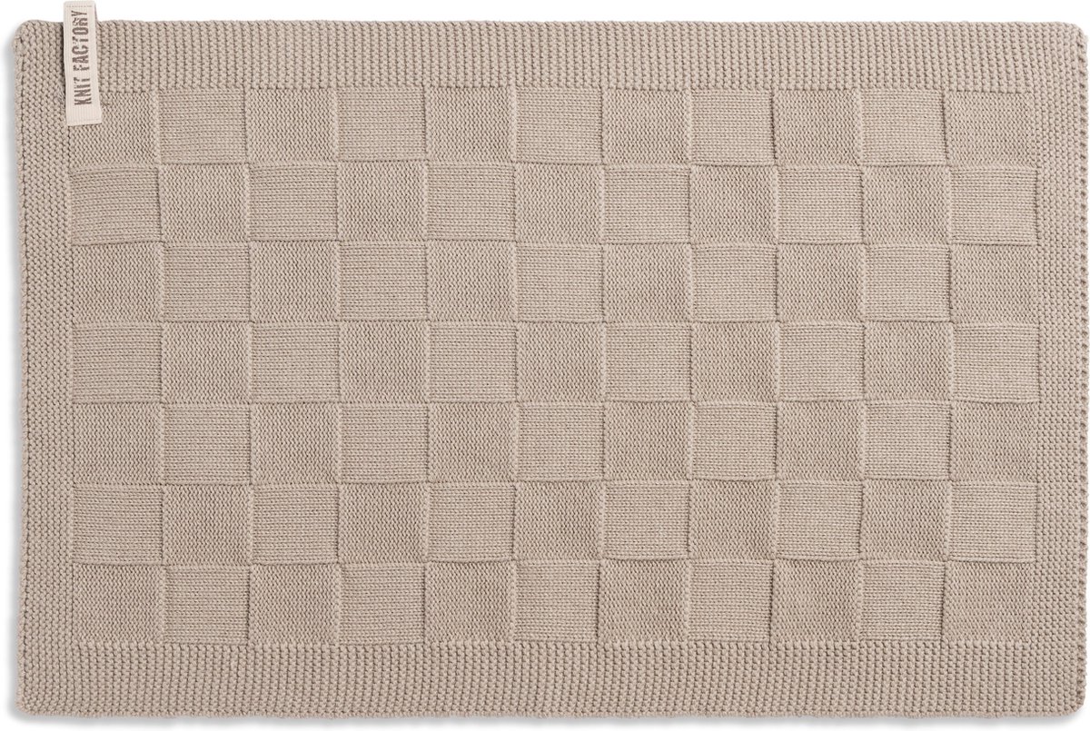 Knit Factory Gebreide Placemat - Onderlegger Uni - Eetmat - Linnen - 50x30 cm