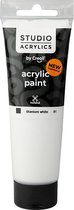 Acrylverf – Witte Verf – Acrylaatverf – Acrylic paint – Hobbyverf – Knutselen en Verven – Sneldrogend – White (#81) – Dekkend – Creall Studio – 120 ml