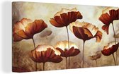 Canvas - Schilderij - Olieverf - Bloemen - Planten - Woondecoratie - 80x40 cm - Wanddecoratie