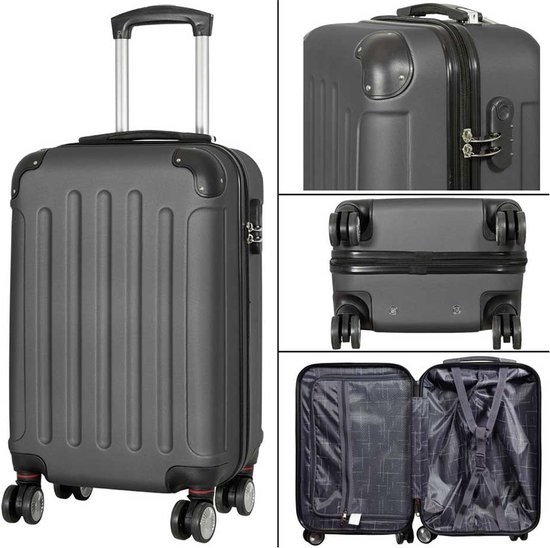 Travelsuitcase - Koffer Avalon - reiskoffer met cijferslot - ABS - antraciet - maat L ca. 77x50x28 cm