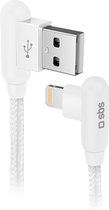 SBS 90 Degrees USB-A naar Apple Lightning Kabel MFI 1 Meter - Wit