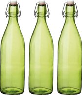 Cuisine Elegance set van 8x stuks weckflessen groen beugeldop glas van 1 liter