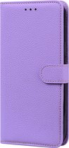 Étui Samsung Galaxy A72 Book case avec Protection d'appareil photo - Cuir artificiel - Porte-cartes - Cordon - Samsung Galaxy A72 - Violet clair
