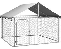 vidaXL - Hondenkennel - voor - buiten - met - dak - 200x200x150 - cm
