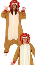 Guirca - Leeuw & Tijger & Luipaard & Panter Kostuum - Lekker Lui Leeuwen Kostuum - Bruin - Maat 52-54 - Carnavalskleding - Verkleedkleding