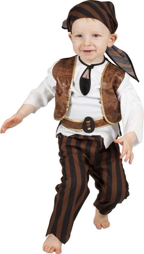 Wilbers & Wilbers - Piraat & Viking Kostuum - Piraat Zonder Baard - Jongen - bruin - Maat 92 - Carnavalskleding - Verkleedkleding