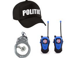 foto van Politie verkleed set pet met accessoires voor kinderen - Verkleedkleding artikelen - Walkie Talkie set