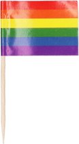 Cocktailprikker met vlaggetje - Regenboog - Hout - 65mm