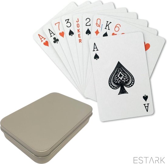 winnaar laser Uitdrukking ESTARK® Luxe Speelkaarten in Metal BOX - Plastic Coating - Poker Kaarten -  kaartspel -... | bol.com
