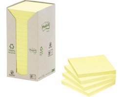 Memoblok Post-it 654 76x76mm recycled pastel geel 16 stuks