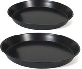 Voordeelset van 2x stuks formaten Quiche/taart bakvorm/bakblik rond zwart 32 en 26 cm