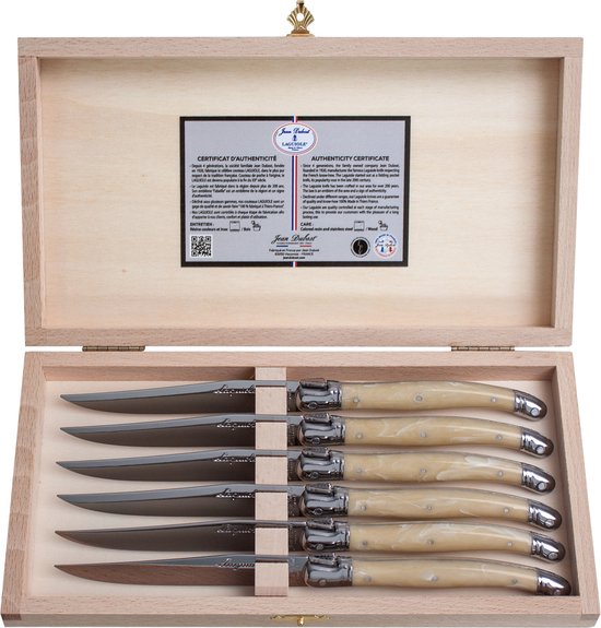 Jean Dubost Laguiole 6 steakmessen Exclusive ivoor 1,5 mm
