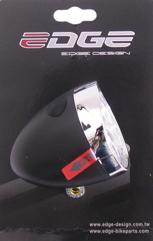 Fiets Koplamp Edge Retro 3 Led - Aan/Uit - Incl. Batterijen - zwart/chroom — afbeelding 2
