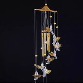 engelen windgong met 11 kleine engeltjes onder elkaar in gouden kleur (Kunststof en aluminium)