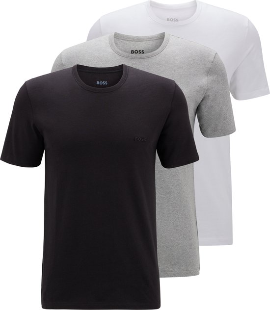 HUGO BOSS T-shirts Classic coupe régulière (pack de 3) - T-shirts hommes col rond - noir - gris - blanc - Taille : XXL