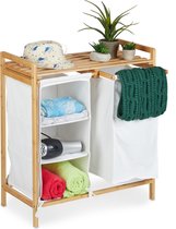 Relaxdays wasmand met badkamerrek - bamboe - modern - wasgoed mand slaapkamer - groot