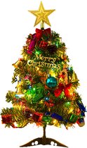 Mini Tafel Kerstboom - Inclusief Versiering - Miniatuur Dennenboom - Met Hangende Ornamenten -Kerstversiering - Kleine Kunstmatige Kerstboom - Kerstversieringen - Minikerstboom - 50cm
