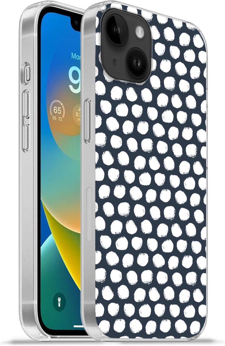 Telefoonhoesje Geschikt voor Apple Iphone 14 Plus hoesje - Stip - Patroon - Wit - Siliconen Telefoonhoesje Telefoonhoesje