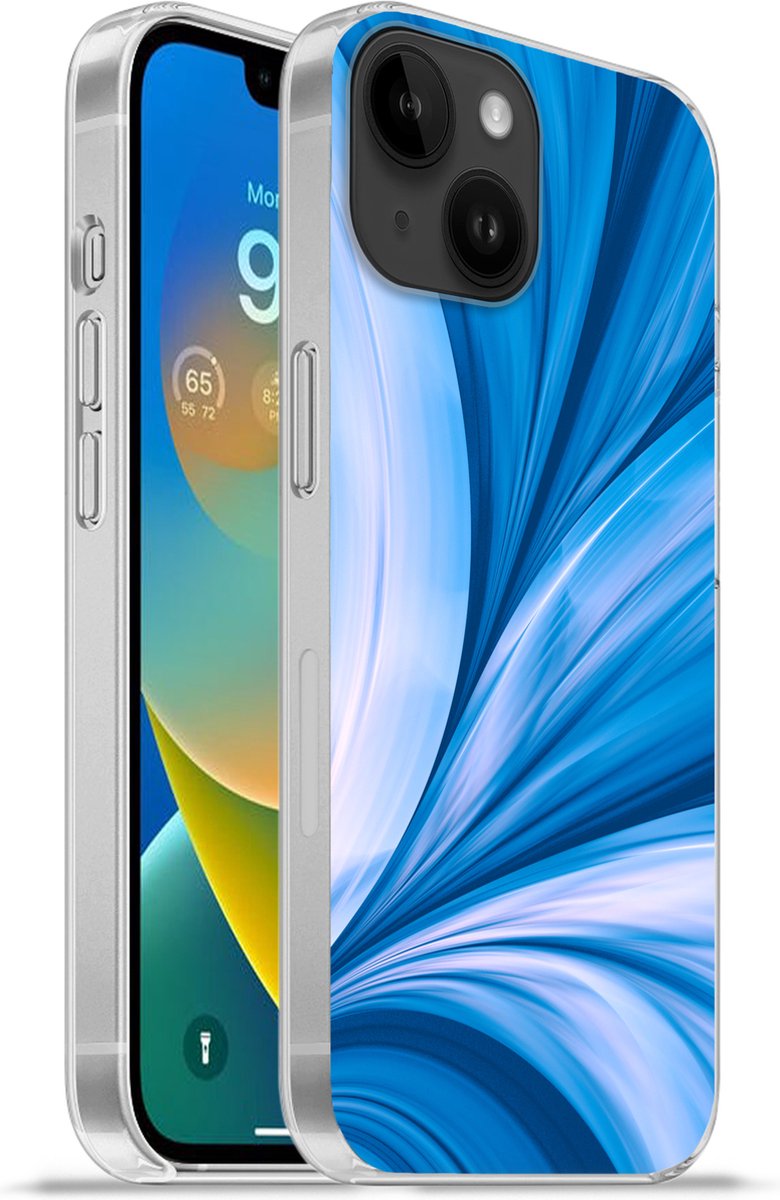 Telefoonhoesje Geschikt voor Apple Iphone 14 hoesje - Blauw - Abstract - Design - Siliconen Telefoonhoesje Telefoonhoesje