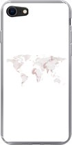 Geschikt voor iPhone SE 2022 hoesje - Wereldkaart - Marmer print - Kaart - Siliconen Telefoonhoesje