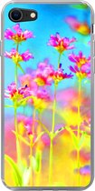 Telefoonhoesje Geschikt voor iPhone SE 2022 hoesje - Bloemen - Kunst - Psychedelisch - Siliconen Telefoonhoesje