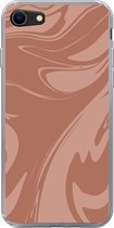 Convient pour coque iPhone SE 2022 - Imprimé marbre - Marron - Chocolat - Étui de téléphone en Siliconen