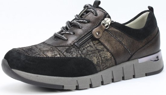 Chaussures Basses à Lacets Waldläufer Petra Pour Femme - Cuir Gris Clair/Velours - Confortables Et Élégantes