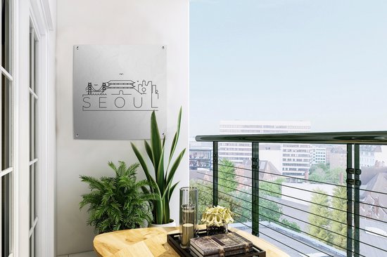 Skyline Seoul noir sur blanc 50x50 cm