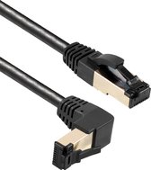 Câble réseau S/FTP CAT8.1 40 Gigabit coudé vers le haut / droit / noir - LSZH - 1,5 mètres