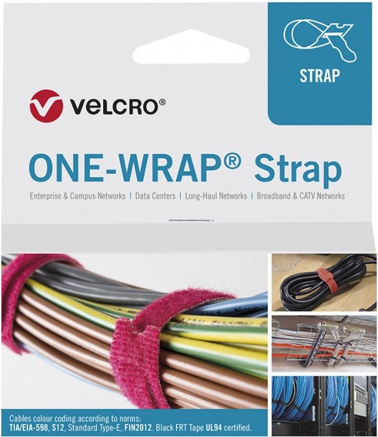 Velcro® ONE-WRAP® klittenband kabelbinder 20mm x 150mm Blauw
