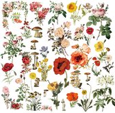 40 Vintage Flowers Vellum Stickers - Bloemen sticker