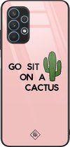 Casimoda® hoesje - Geschikt voor Samsung Galaxy A32 4G - Go Sit On A Cactus - Luxe Hard Case Zwart - Backcover telefoonhoesje - Roze