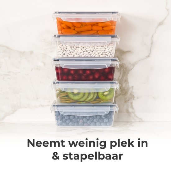 Boîtes de conservation - Conteneurs de Prep de repas - Boîte à lunch - Conteneurs pour congélateur - Conteneur alimentaire - 5 Pièces - 1050ML - Sans BPA - Stosh