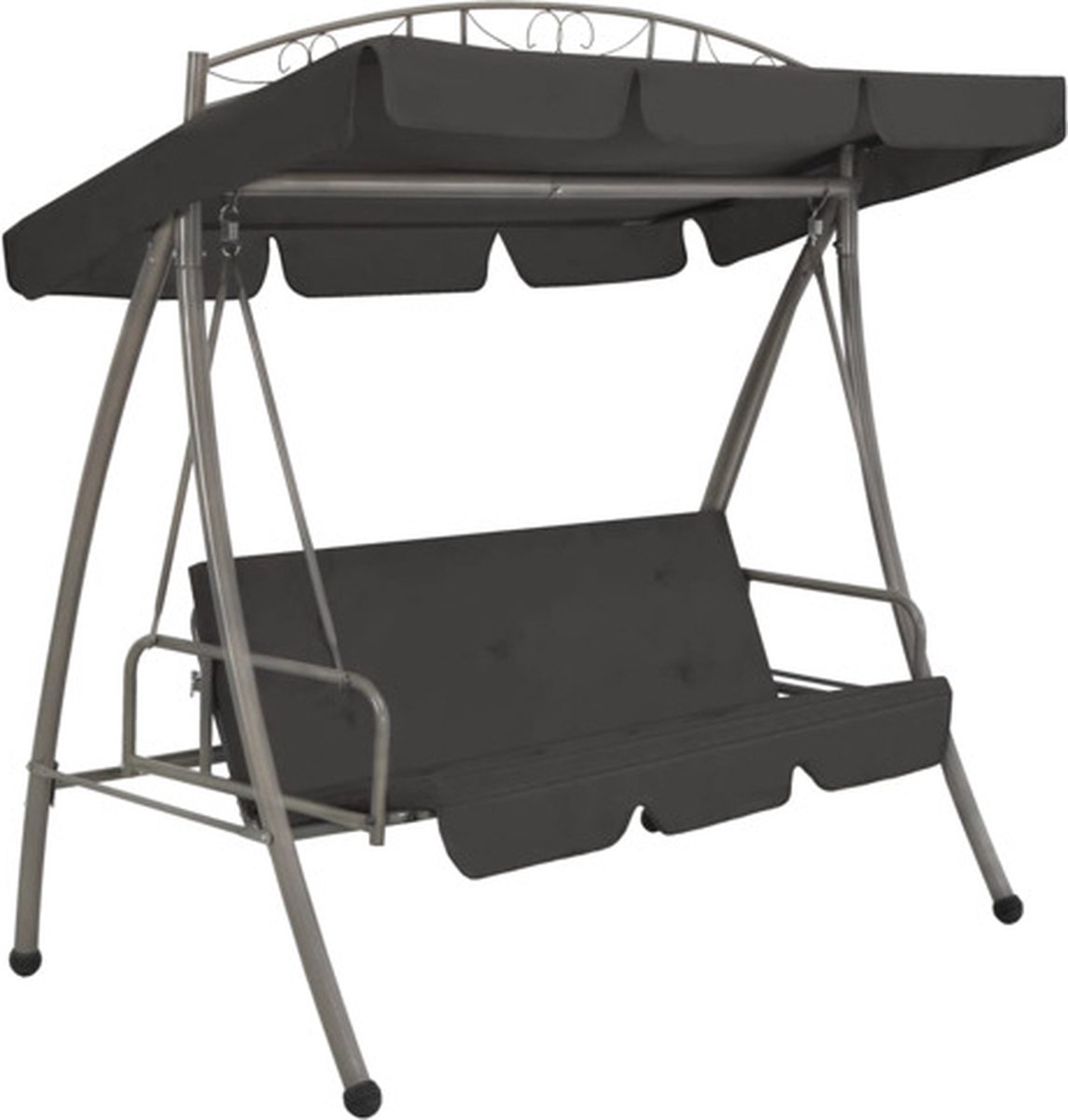 Bol.com vidaXL - Schommelbank - voor - buiten - met - dak - 198x120x205 - cm - staal - antraciet aanbieding