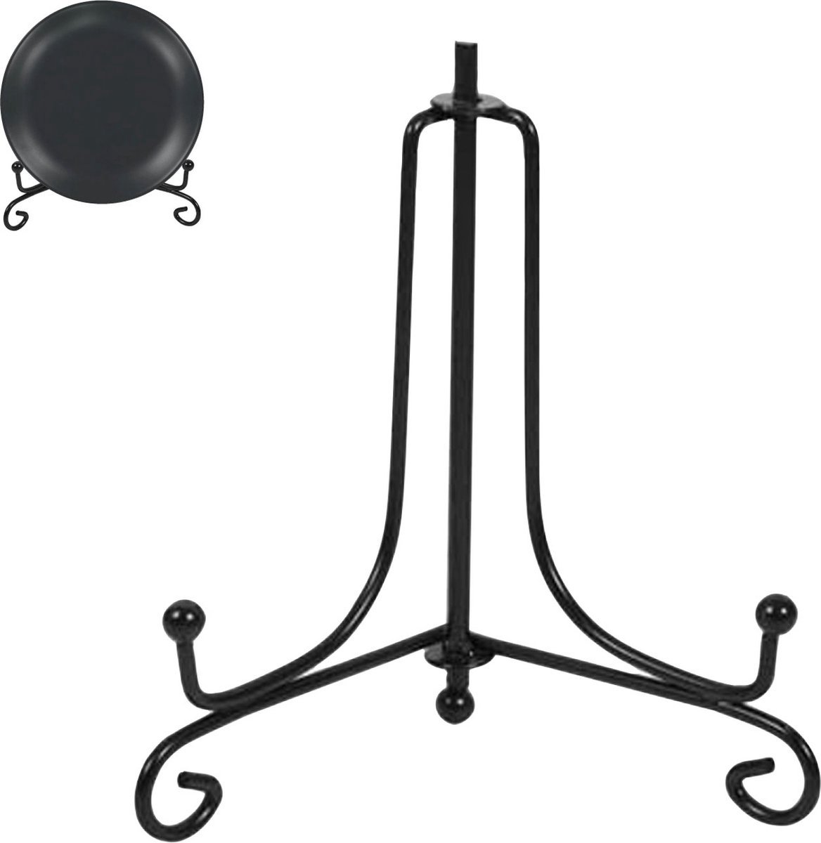 Bordenstandaard - Zwart - Borden tot 27cm hoog - Elegant design - Bordenrek - Borden display standaard - Bordenhouder - Voor sierborden - Bordenhanger