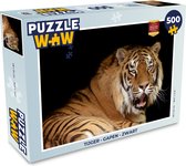 Puzzel Tijger - Gapen - Zwart - Legpuzzel - Puzzel 500 stukjes