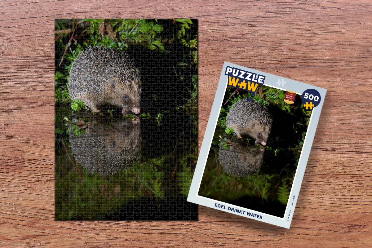 Puzzel Egel drinkt water - Legpuzzel - Puzzel 500 stukjes