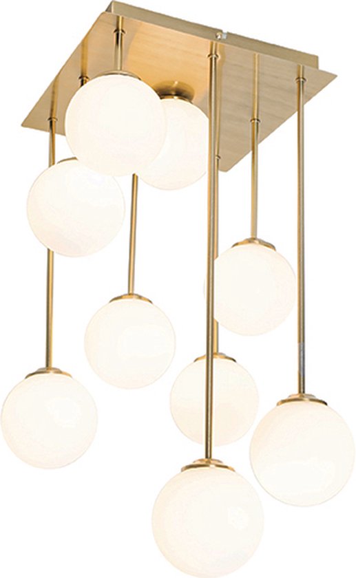 QAZQA athens-opal - Moderne Plafondlamp - 9 lichts - L 31 cm - Goud - Woonkamer | Slaapkamer | Keuken