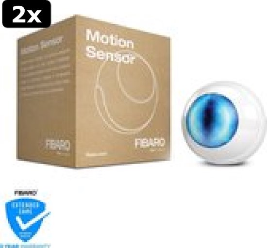 2x FIBARO Motion Sensor 4in1 multisensor Incl. batterij Werkt